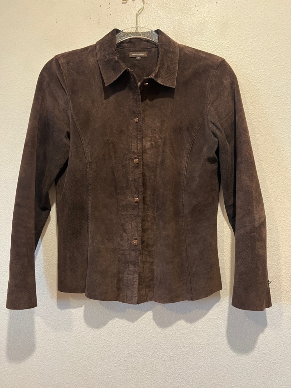Vintage New Frontier 100% Leather Women's Suede Button-Front Jacket M